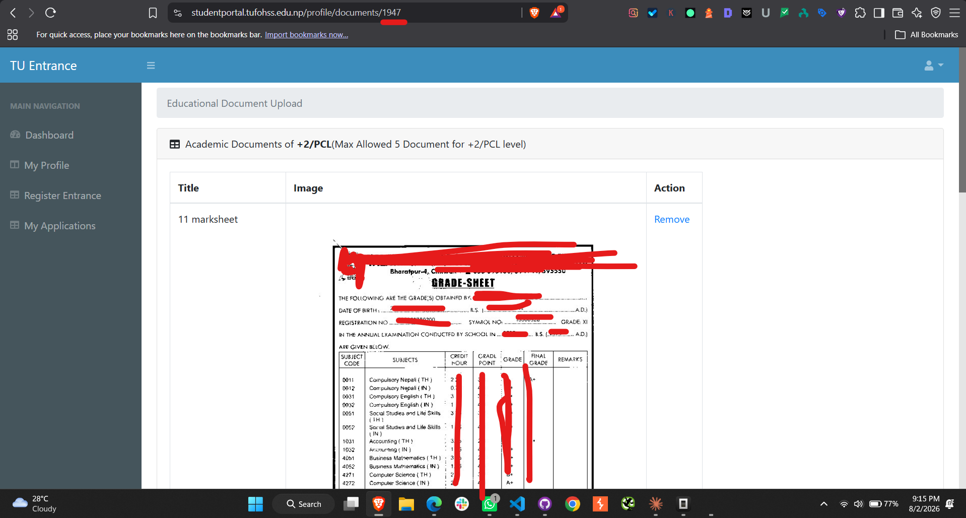 Changing the numeric identifier in the document URL slug reveals another applicant's data without ownership validation